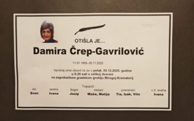 IN MEMORIAM – DAMIRA ČREP GAVRILOVIĆ
